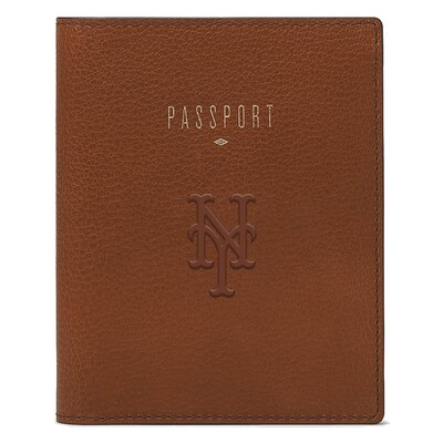 New York Mets Fossil Travel RFID Passport Case - Brown