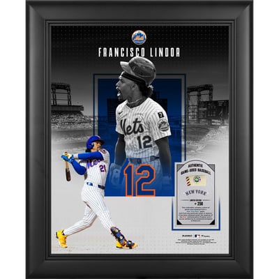 Francisco Lindor New York Mets Fanatics Authentic Framed 11" x 14" Showcase Collage with a Piece of Game-Used Ball - Limited Edition of 250