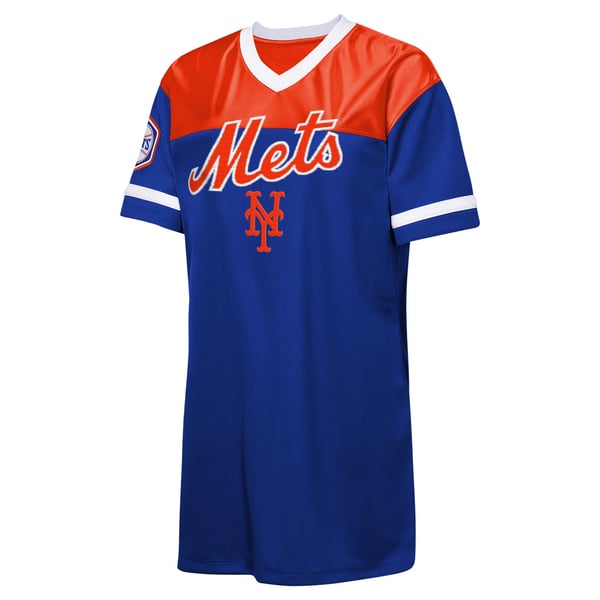 mets jersey dress Girls Youth Outerstuff Royal New York Big League Cheer V-Neck T-Shirt Size: Large feature_Short Sleeves