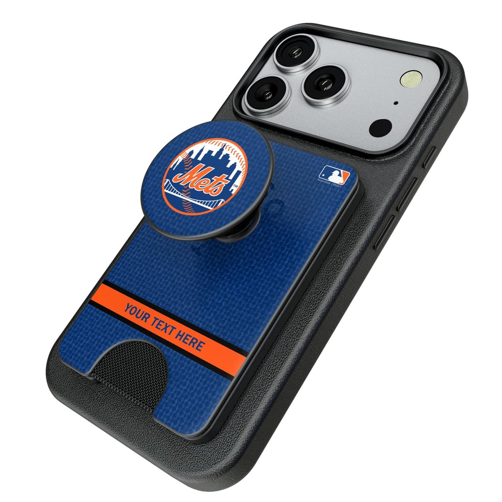 New York Mets Keyscaper Personalized Solid PopSockets Magnetic Wallet