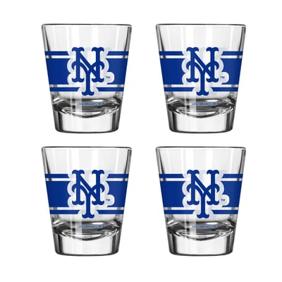 New York Mets Logo Brands Four-Piece Stripe Shot Glass Set