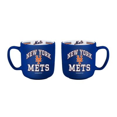 New York Mets Logo Brands Two-Piece 15oz. Stripe Mug Set