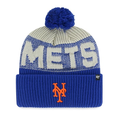 New York Mets '47 Bone Chill Cuffed Knit Hat with Pom - Royal