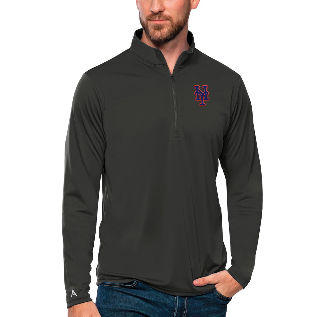 New York Mets Antigua Tribute Quarter-Zip Pullover Top - Charcoal