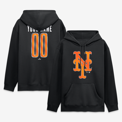 New York Mets Big & Tall Forged Mascot Personalized Name & Number Hoodie - Black