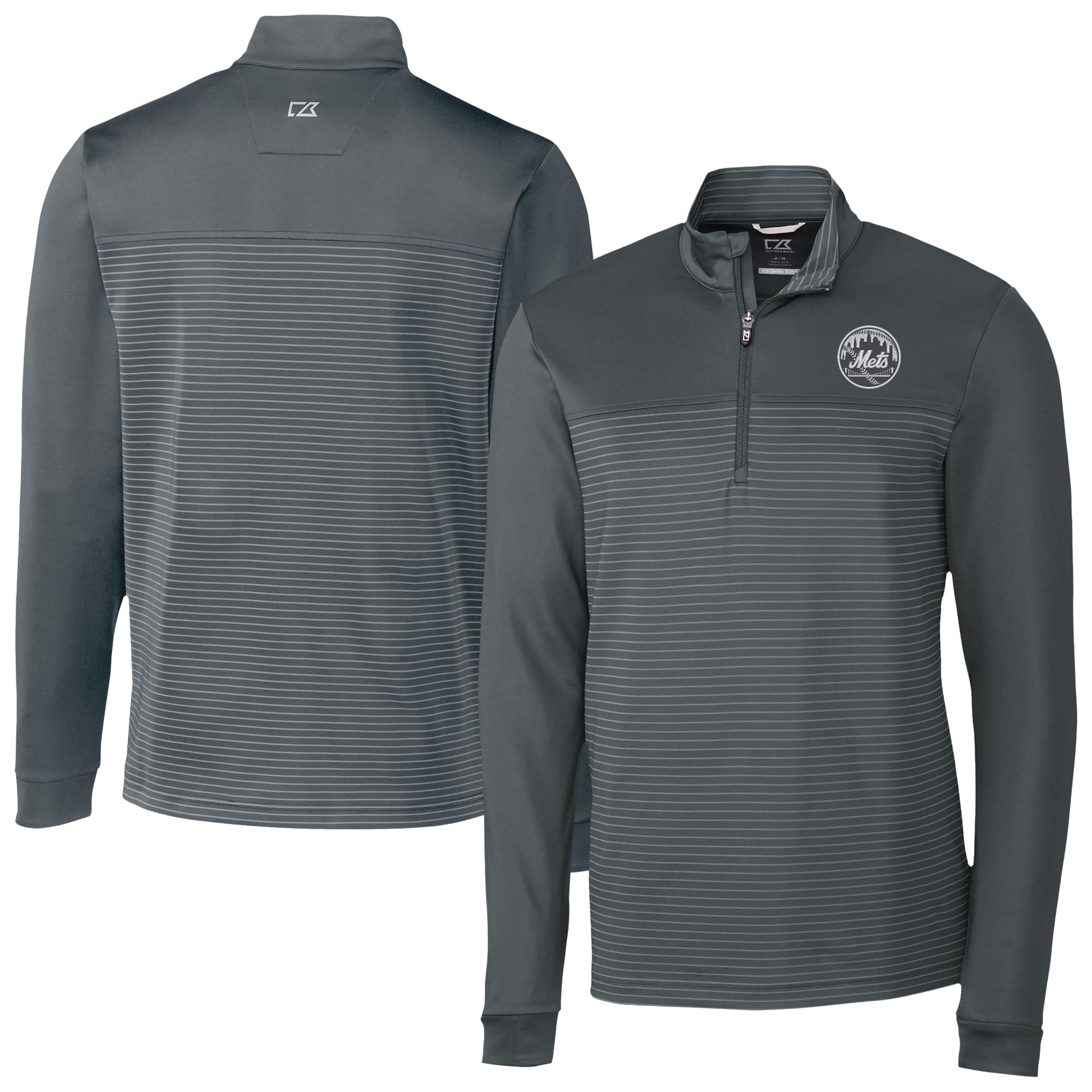 Men's New York Mets Cutter & Buck Gray Traverse Eco Stripe TriBlend