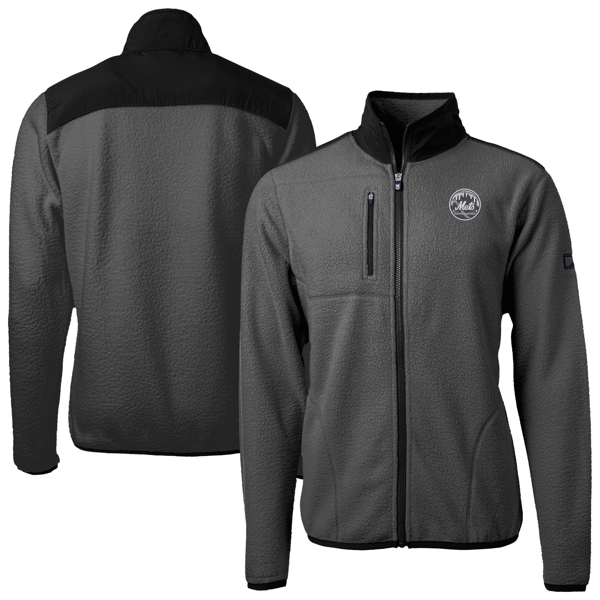 Men's New York Mets Cutter & Buck Gray/Black Cascade Eco Sherpa Fleece