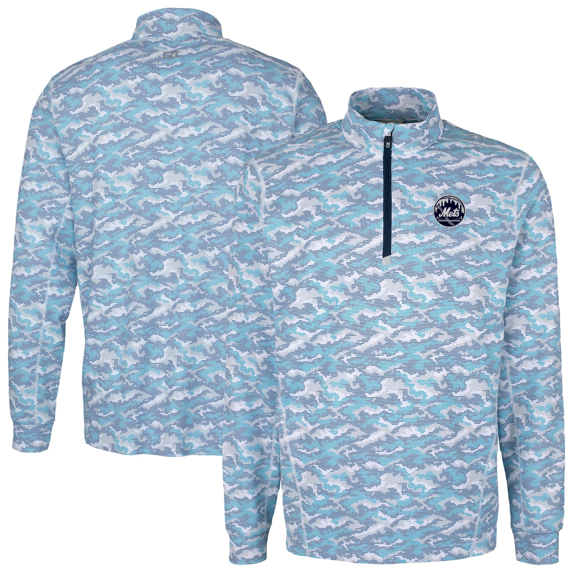Men's New York Mets Cutter & Buck Light Blue Traverse Eco Camo Tri