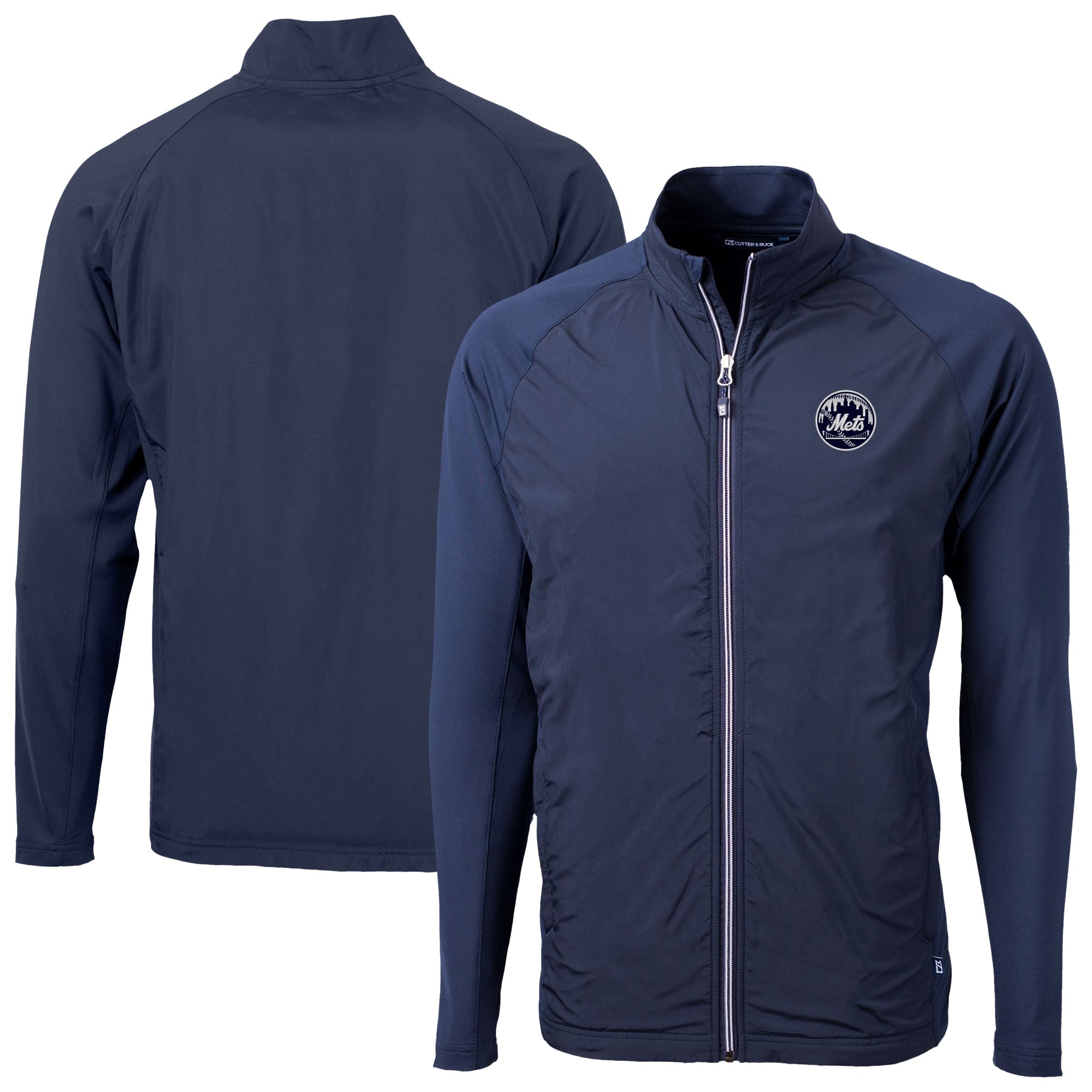 Men's New York Mets Cutter & Buck Navy Adapt Eco Hybrid Recycled Full