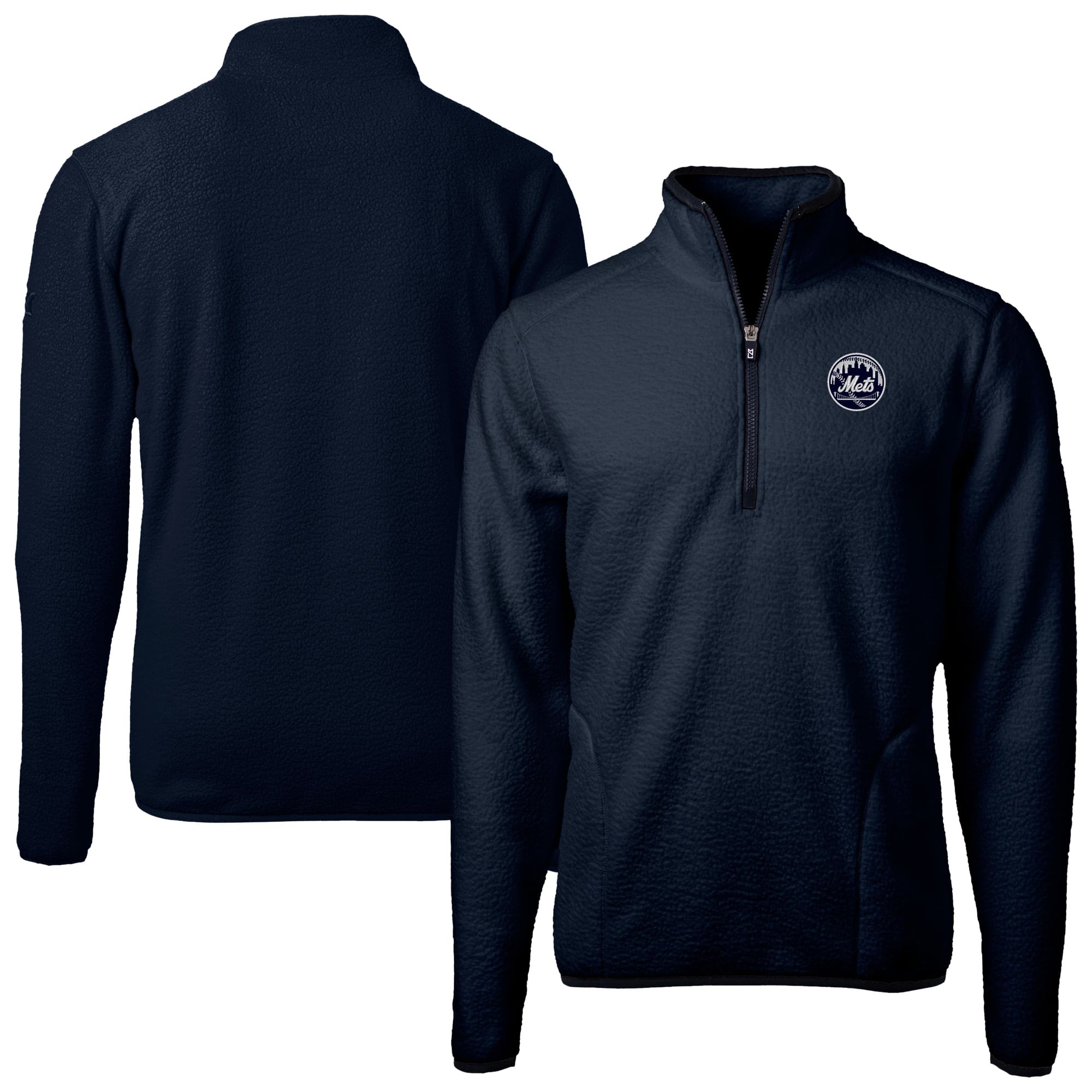 Men's New York Mets Cutter & Buck Navy Cascade Eco Fleece QuarterZip