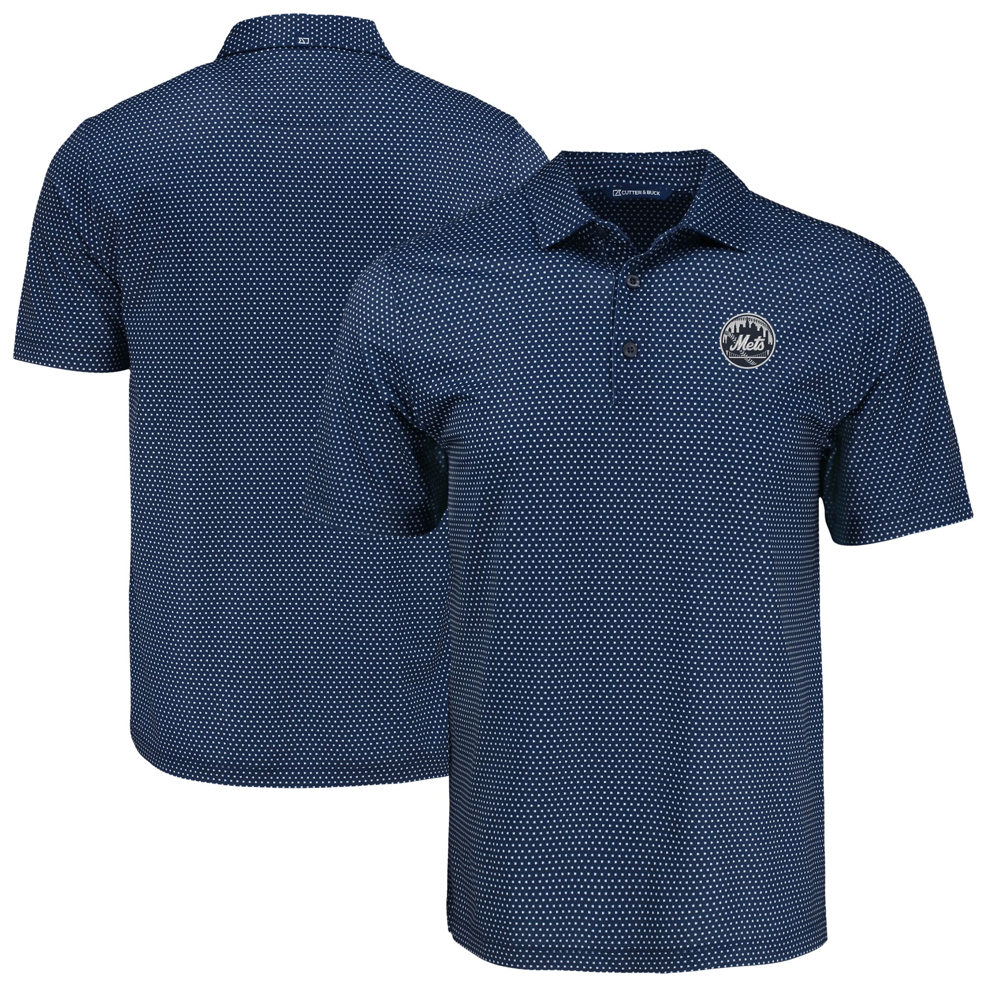 Men's New York Mets Cutter & Buck Navy Pike Eco Shadow Check Print