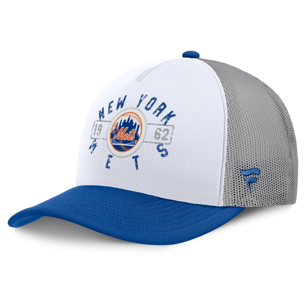 New York Mets Fanatics Designated A-Frame Foam Front Trucker Adjustable Hat - White/Royal