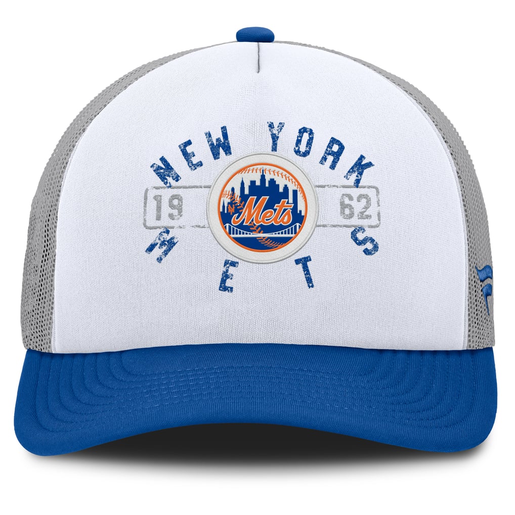 New York Mets Fanatics Designated A-Frame Foam Front Trucker Adjustable Hat - White/Royal