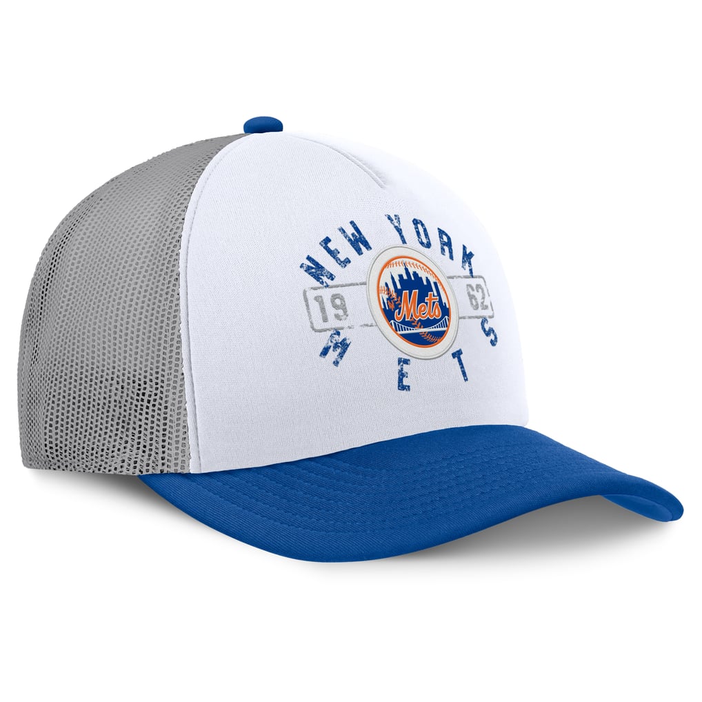 New York Mets Fanatics Designated A-Frame Foam Front Trucker Adjustable Hat - White/Royal