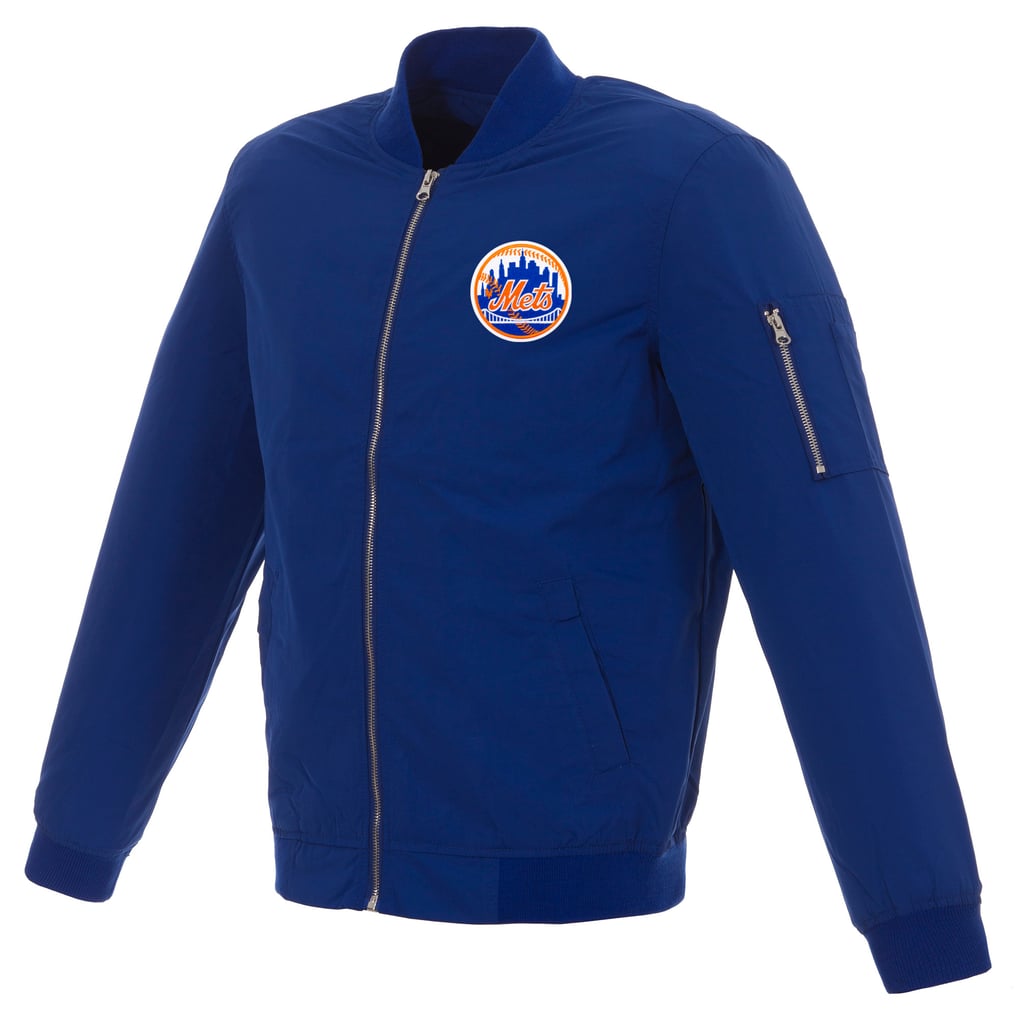 New York Mets JH Design Nylon Bomber Jacket with Embroidered Logo - Royal
