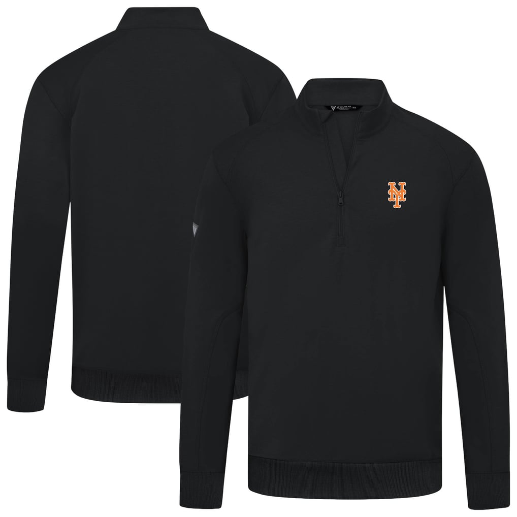  New York Mets Levelwear Upright Insignia Tri-Blend Quarter-Zip Pullover - Black