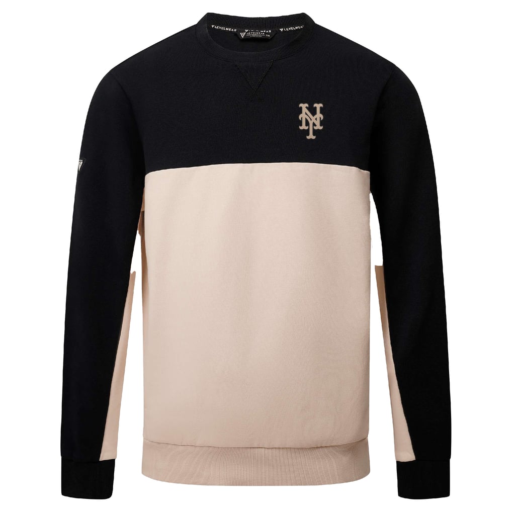 New York Mets Levelwear Legacy Pullover Sweatshirt - Black/Sand