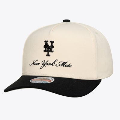  New York Mets Mitchell & Ness Flawless Stretch-Snap Hat - Cream/Black