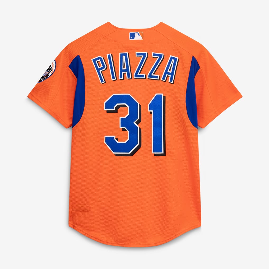 Mike Piazza New York Mets Mitchell & Ness Cooperstown Collection Mesh Batting Practice Button-Up Jersey - Orange