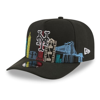 New York Mets New Era 9FIFTY Night City Skyline A-Frame Snapback Hat - Black