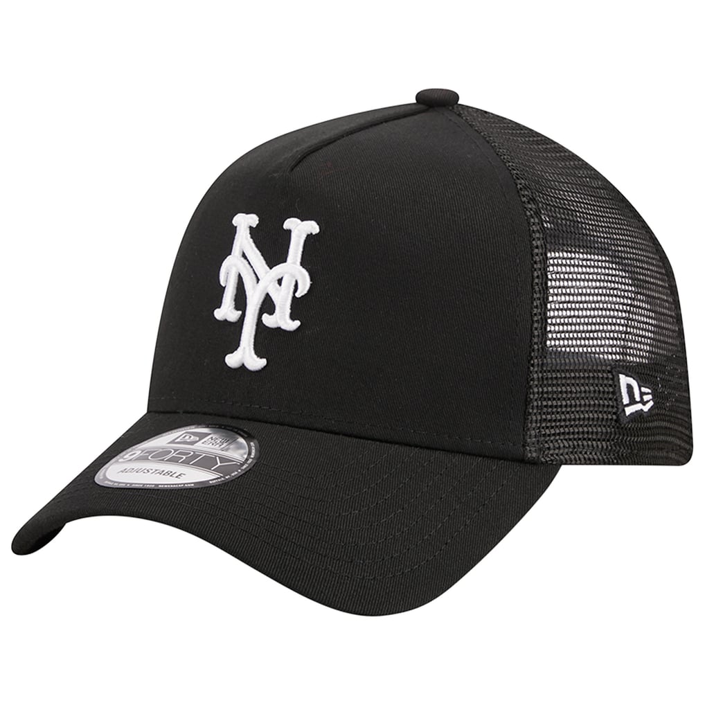 New York Mets New Era A-Frame 9FORTY Trucker Adjustable Hat - Black
