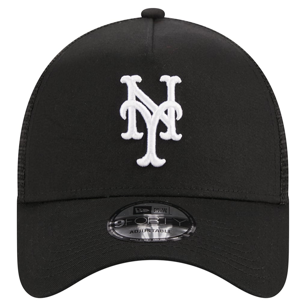 New York Mets New Era A-Frame 9FORTY Trucker Adjustable Hat - Black