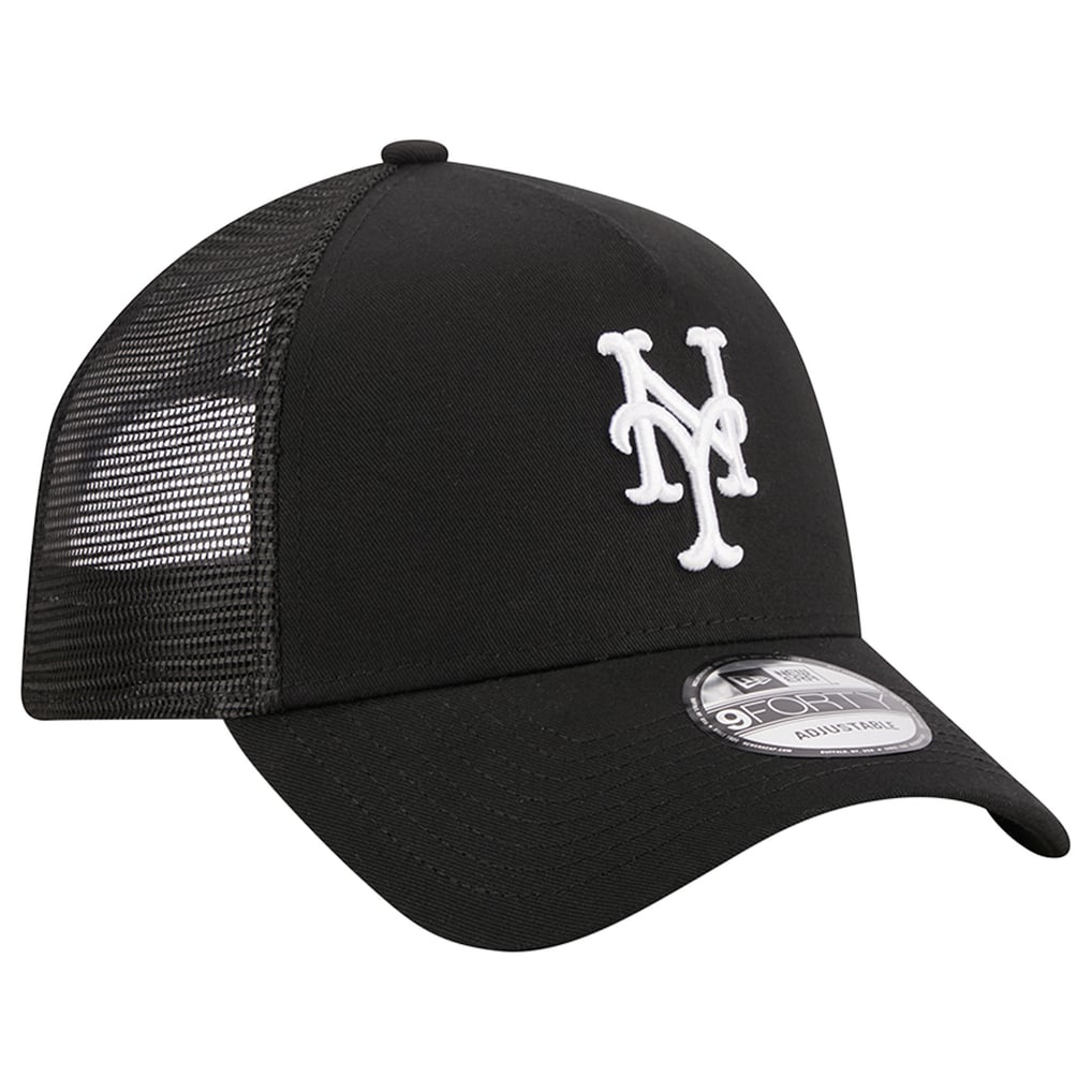 New York Mets New Era A-Frame 9FORTY Trucker Adjustable Hat - Black