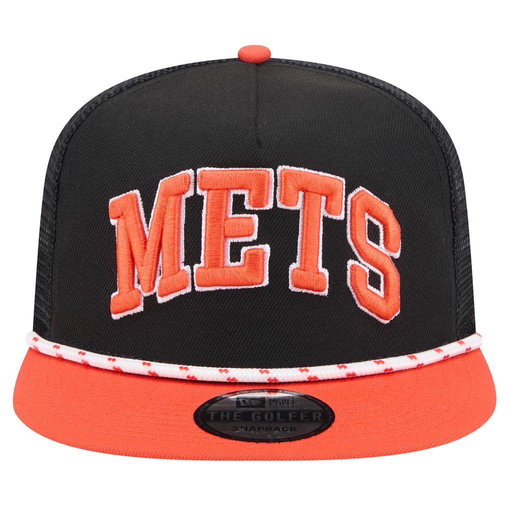 New York Mets New Era Throwback Meshback Golfer Hat - Black