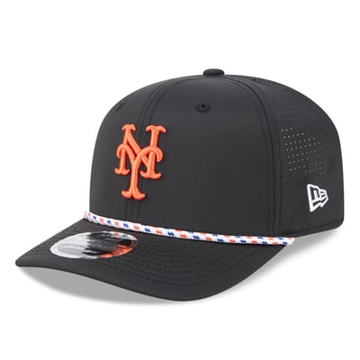  New York Mets New Era Vented 9SEVENTY Rope Adjustable Hat - Black