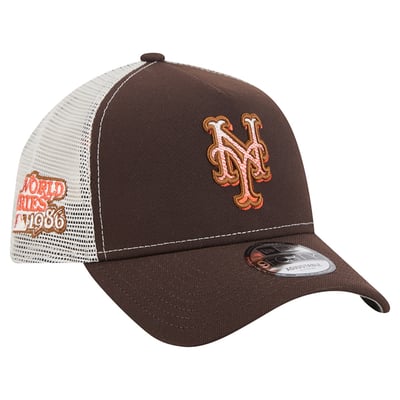 New York Mets New Era Pumpkin Spice 9FORTY A-Frame Adjustable Trucker Hat - Brown