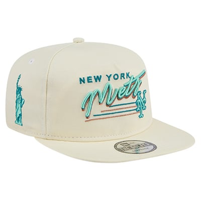 New York Mets New Era Chrome Golfer Adjustable Hat - Cream