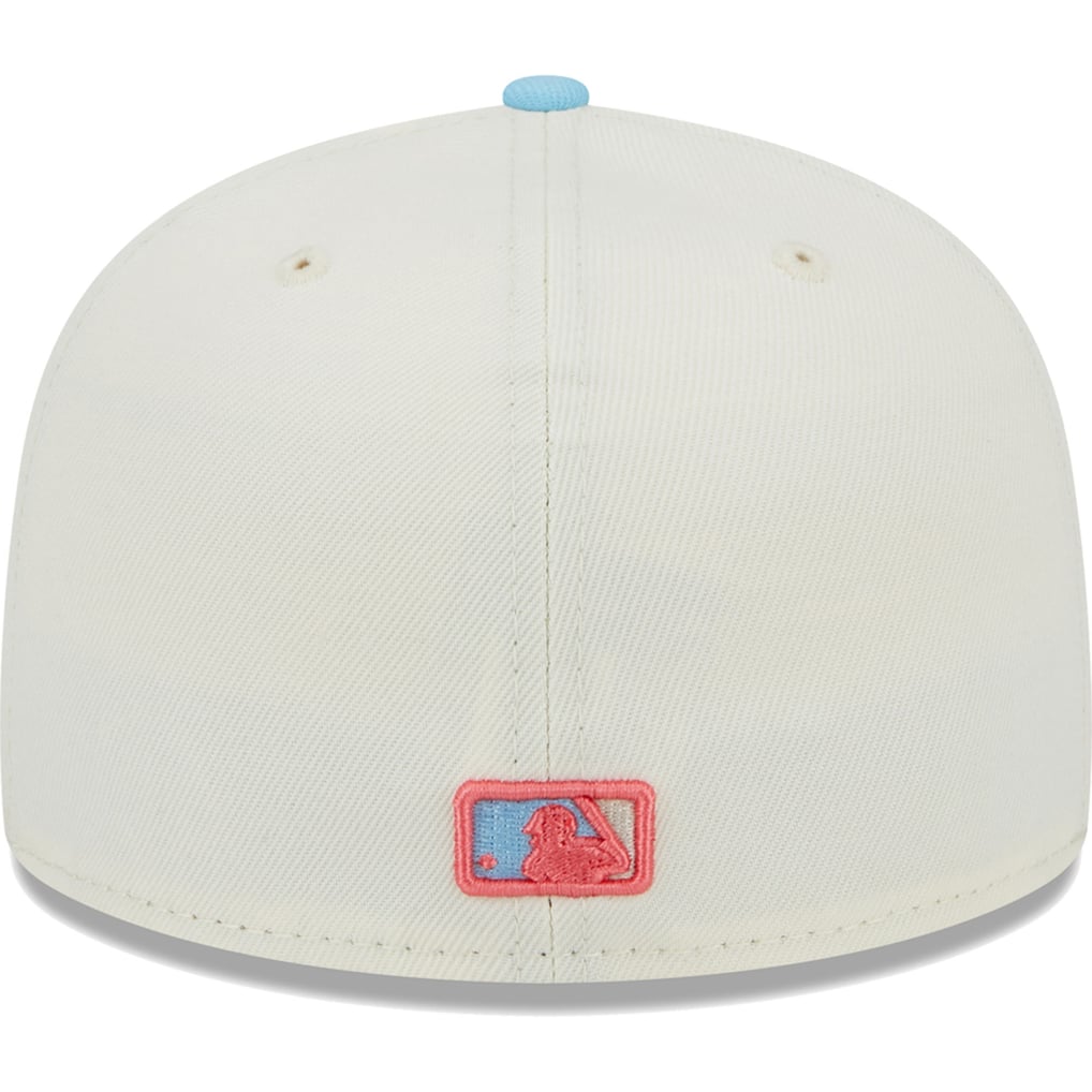 MLB New York Mets Cream Baseball Cap with Light Blue Patch New York Yankees MLB NE Color Pack Fitted Hat~ Cream/Light  main image 2