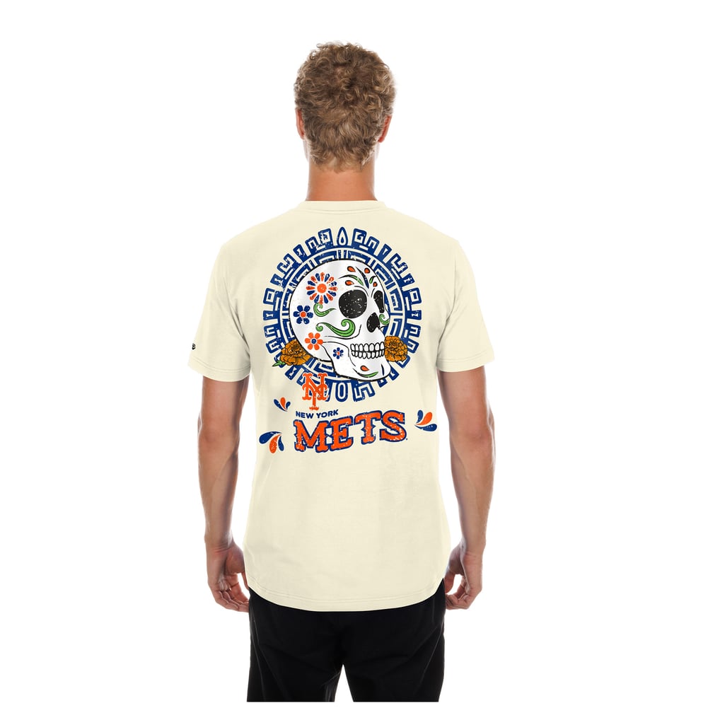 New York Mets New Era Dia de los Muertos Sugar Skull T-Shirt - Natural