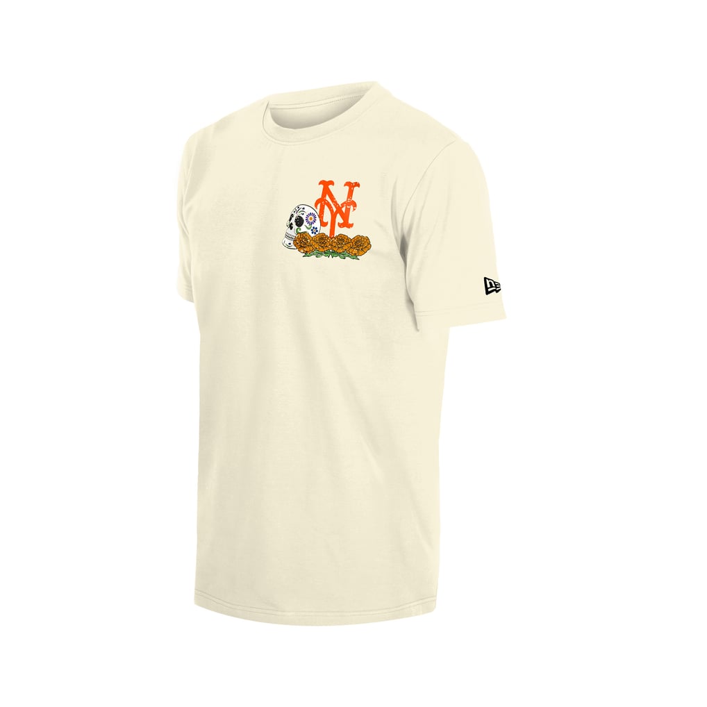 New York Mets New Era Dia de los Muertos Sugar Skull T-Shirt - Natural