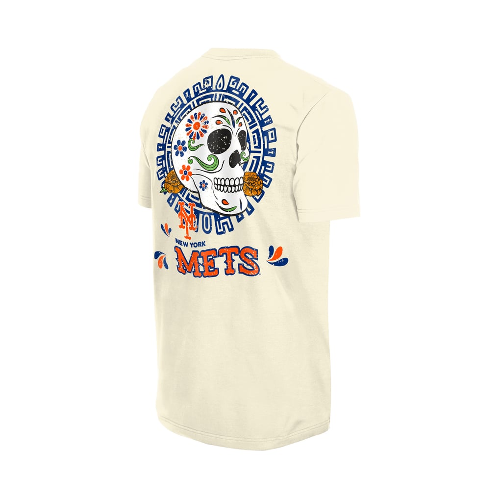 New York Mets New Era Dia de los Muertos Sugar Skull T-Shirt - Natural