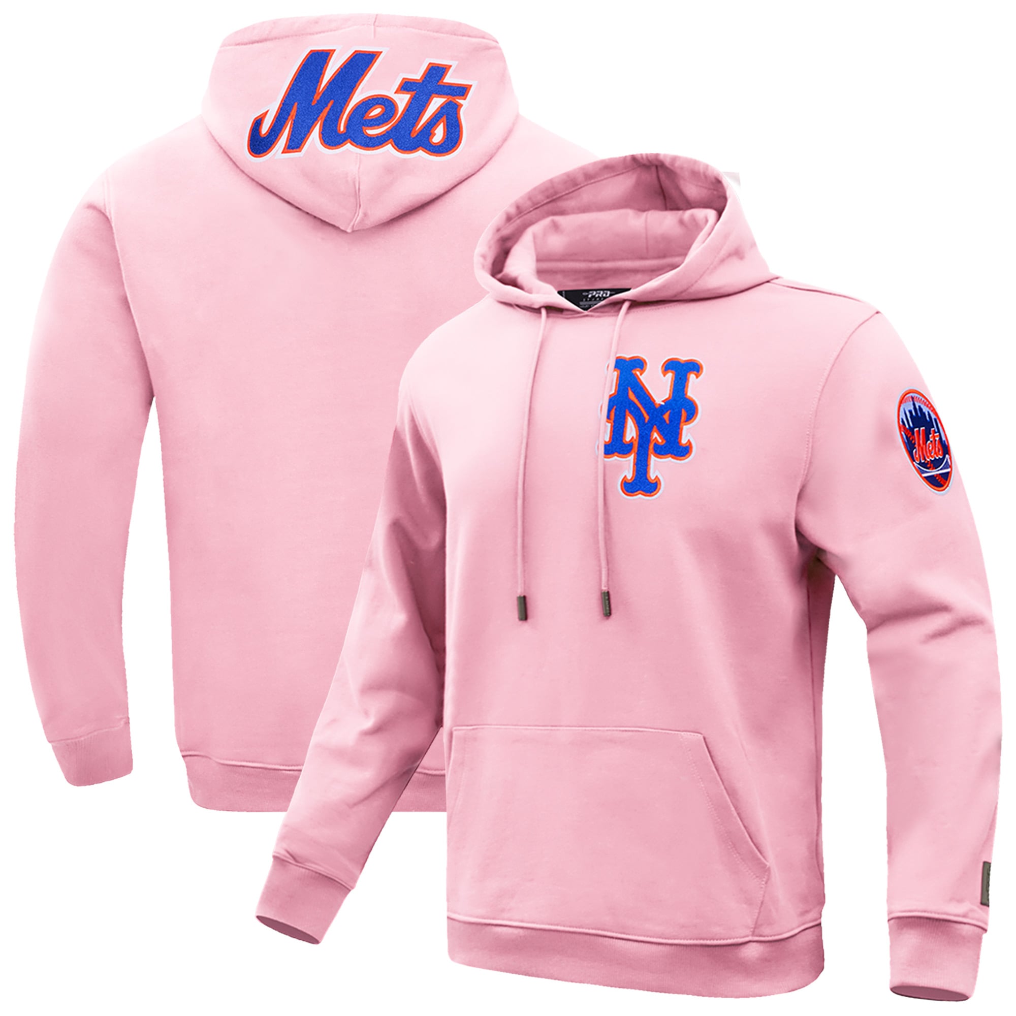 Pink Pro Color Men's New York Mets Pro Standard Pink Classic Chenille Pullover Hoodie