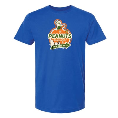 New York Mets Peanuts Pumpkin T-Shirt - Royal