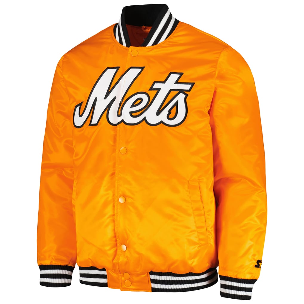 Men's New York Mets Starter Orange Cross Bronx Fashion Satin Full-Snap ...