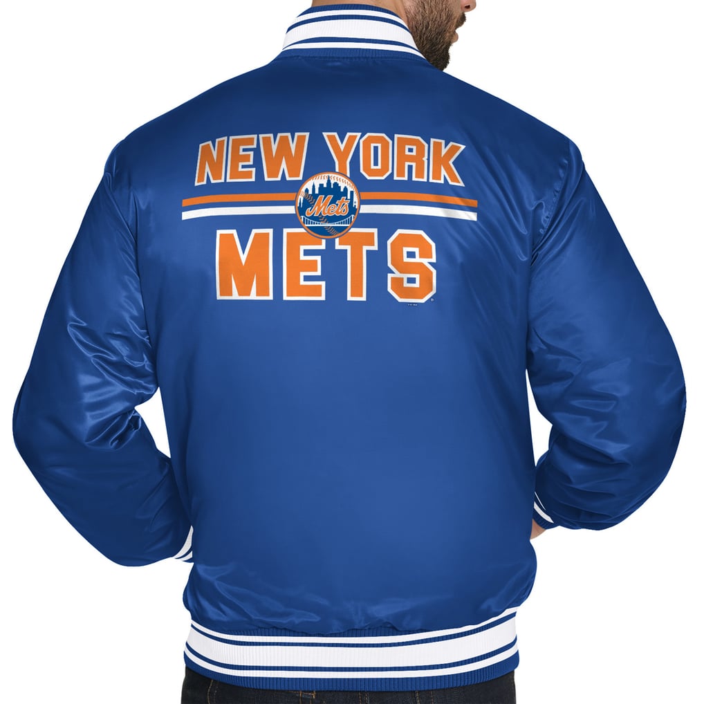 New York Mets Starter Printed Logo Varsity Full-Snap Satin Jacket - Royal