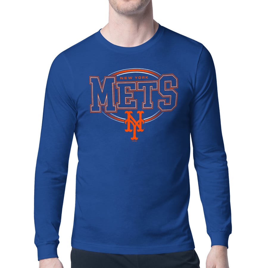 Men's New York Mets Starter Royal Team Track Graphic Long Sleeve T-Shirt