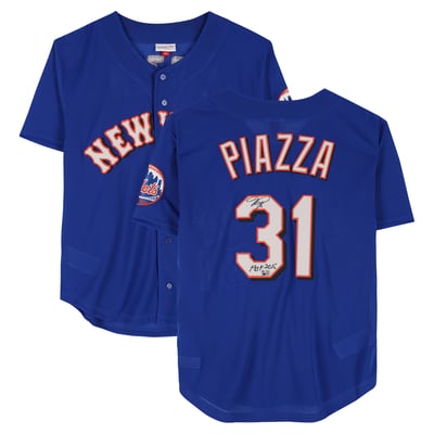 Mike Piazza New York Mets Fanatics Authentic Autographed Mitchell and Ness Blue Batting Practice Replica Jersey with "HOF 2016" Inscription
