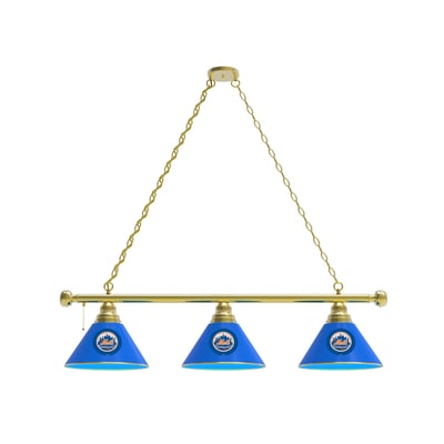New York Mets 3-Shade Billiard Light with Brass Fixture