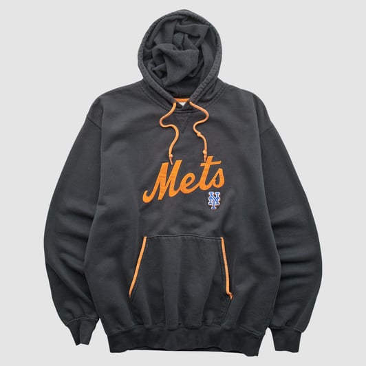 New York Mets Lee Apparel 2000s Hooded Pullover Sweatshirt - Black - M by Fanatics Real Vintage