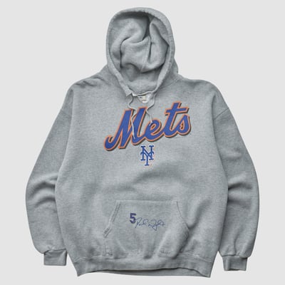 New York Mets Lee Apparel 2000s Hooded Pullover Sweatshirt - Heather Gray - S by Fanatics Real Vintage