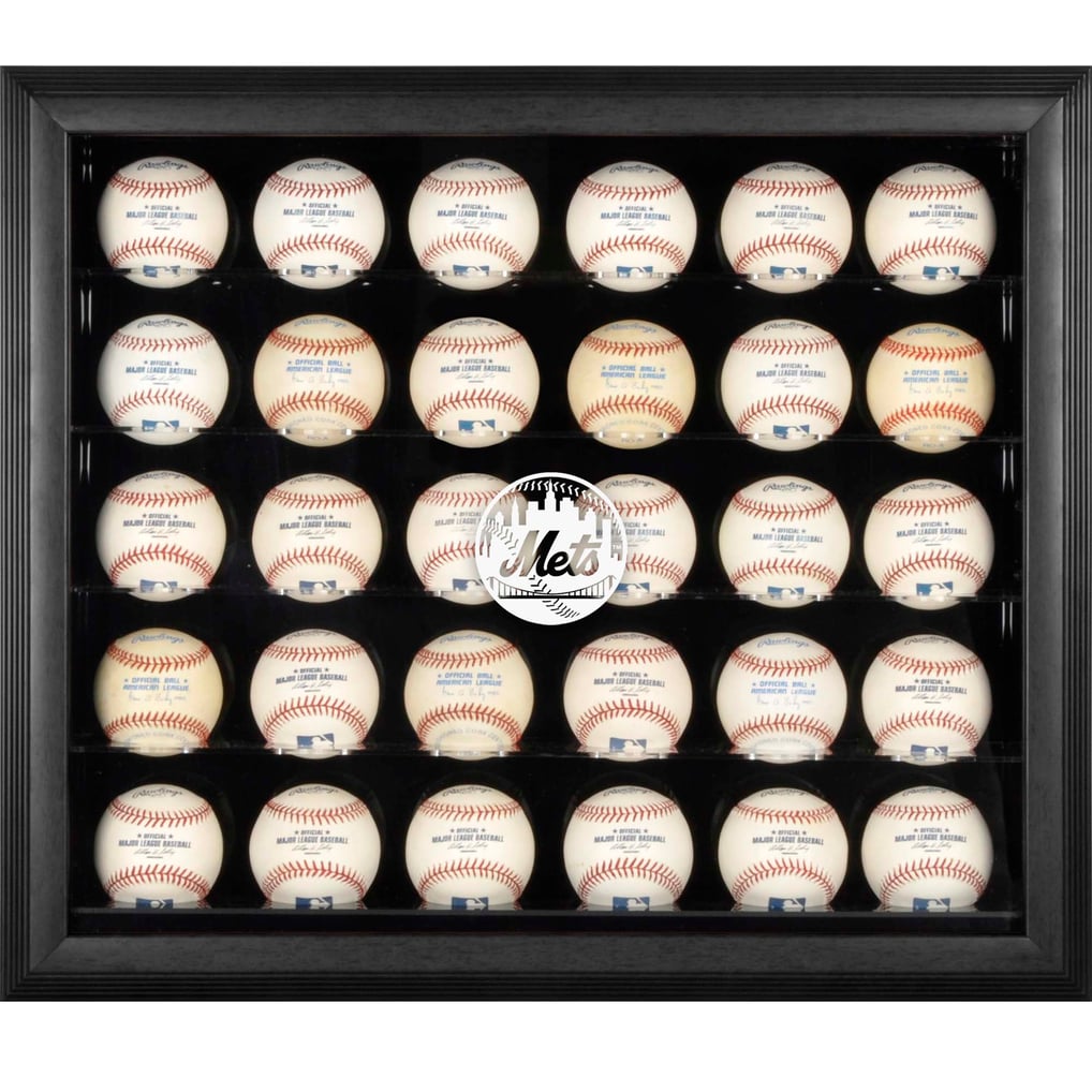 New York Mets Fanatics Authentic Logo Black Framed 30-Ball Display Case