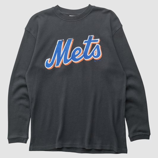 New York Mets Majestic 2000s Long Sleeve Top - Charcoal - L by Fanatics Real Vintage