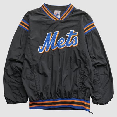 New York Mets Majestic 2000s Pullover Jacket - Black - XS by Fanatics Real Vintage