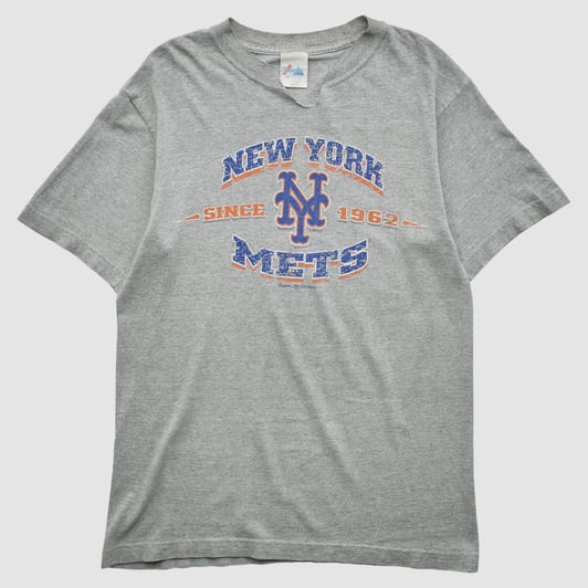 New York Mets Majestic 2000s T-shirt - Heather Gray - M by Fanatics Real Vintage