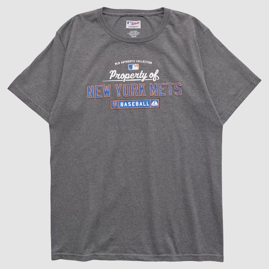 New York Mets Majestic 2010s T-shirt - Dark Heather Gray - S by Fanatics Real Vintage