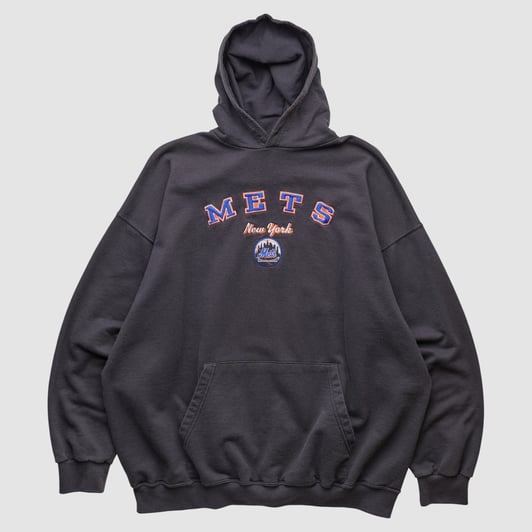 New York Mets Stitches 2000s Hooded Pullover Sweatshirt - Black - XL by Fanatics Real Vintage